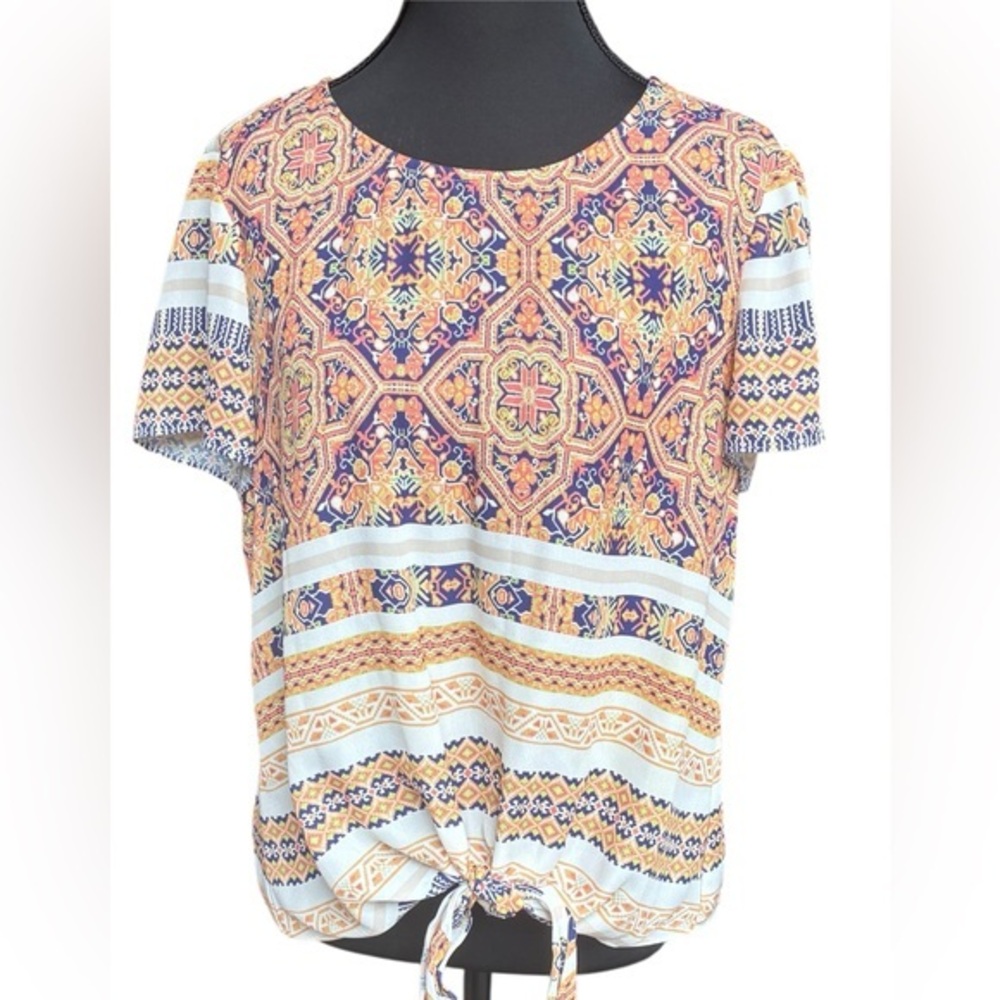 Cremieux Short Sleeve, Tie Front Blouse, Size Medium, Lightweight, Worn Once